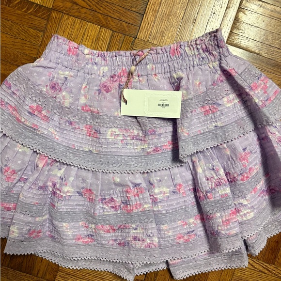 LOVESHACKFANCY Ruffle Mini Heirloom Print Skirt Hibiscus size xs - Picture 7 of 8